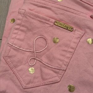 Lilly Pulitzer, - Size 2, - South Ocean Crop Jean, Pink with metallic gold dot